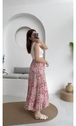 Varnata Çiçekli Etek Pembe