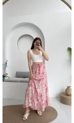 Varnata Çiçekli Etek Pembe