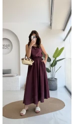 Velma Kalın Askılı Bluz Midi Etek Takım - Bordo