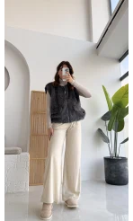 Veloura Kısa Tüylü Yelek - Antrasit - KOD:8016