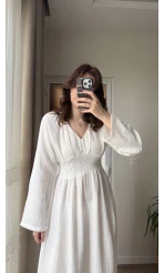 Venüs Müslin Beyaz Elbise