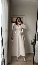 Venüs Müslin Krem Elbise