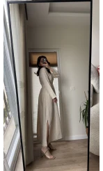 Venüs Müslin Krem Elbise