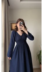Venüs Müslin Lacivert Elbise