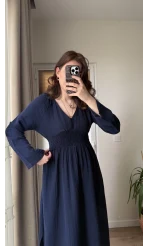 Venüs Müslin Lacivert Elbise