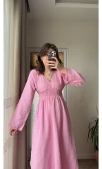 Venüs Müslin Pembe Elbise