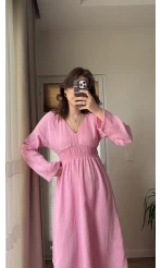 Venüs Müslin Pembe Elbise