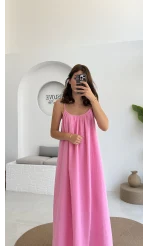 Vera Askılı Elbise - Pembe - 3062