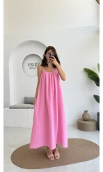 Vera Askılı Elbise - Pembe - 3062