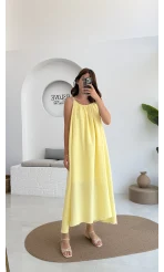 Vera Askılı Elbise - Sarı - 3062