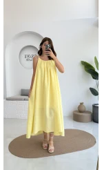 Vera Askılı Elbise - Sarı - 3062
