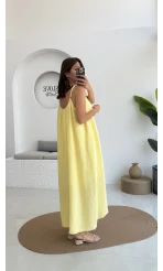 Vera Askılı Elbise - Sarı - 3062