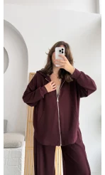 Vera Oys Hırka - Pantolon Takım Bordo Kod: 7029 - 4032