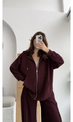 Vera Oys Hırka - Pantolon Takım Bordo Kod: 7029 - 4032