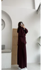 Vera Oys Hırka - Pantolon Takım Bordo Kod: 7029 - 4032