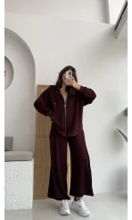 Vera Oys Hırka - Pantolon Takım Bordo Kod: 7029 - 4032