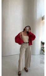 Vintage Gabardin Pantolon - Taş - Kod: 031726