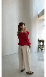 Vintage Gabardin Pantolon - Taş - Kod: 031726