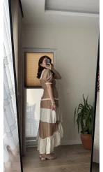 Vintage More Elbise Kahve Tonları