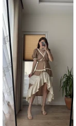 Vintage More Elbise Kahve Tonları