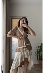 Vintage More Elbise Kahve Tonları