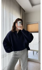 Vintage Oversize Kazak Lacivert