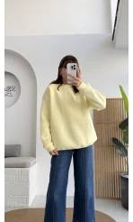 Viola Bisiklet Yaka Sweat - Açık Sarı