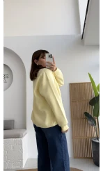 Viola Bisiklet Yaka Sweat - Açık Sarı