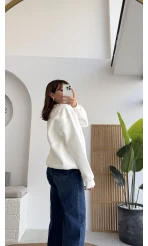 Viola Bisiklet Yaka Sweat - Beyaz
