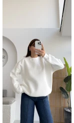Viola Bisiklet Yaka Sweat - Beyaz