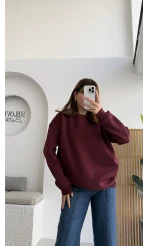 Viola Bisiklet Yaka Sweat - Bordo