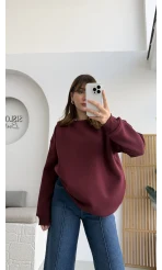 Viola Bisiklet Yaka Sweat - Bordo