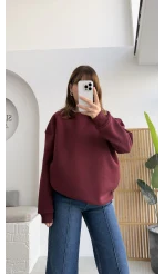 Viola Bisiklet Yaka Sweat - Bordo