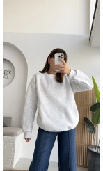 Viola Bisiklet Yaka Sweat - Gri