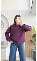 Viola Bisiklet Yaka Sweat - Mürdüm
