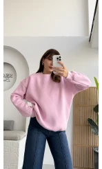 Viola Bisiklet Yaka Sweat - Pembe
