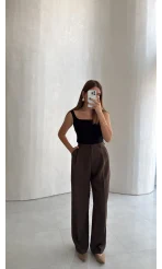 Violet Kumaş Pantolon - Kahve - Kod: 51024