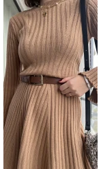 Viral Camel Triko Elbise