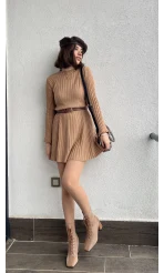 Viral Camel Triko Elbise