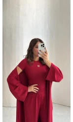 Viskon Üçlü Takım - Bordo - Kod: 4137