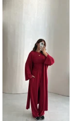 Viskon Üçlü Takım - Bordo - Kod: 4137