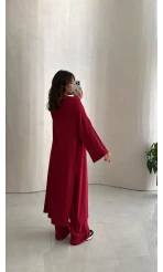 Viskon Üçlü Takım - Bordo - Kod: 4137