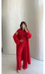Viskon Üçlü Takım - Kırmızı - Kod: 4137