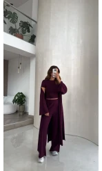 Viskon Üçlü Takım - Mürdüm - Kod: 4137