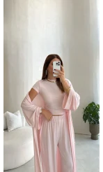 Viskon Üçlü Takım - Pembe - Kod: 4137