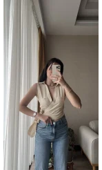 Weez Bağlamalı Krem Gömlek