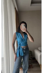 Weez Bağlamalı Mavi Gömlek