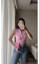 Weez Bağlamalı Pembe Gömlek