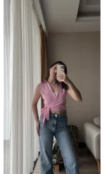 Weez Bağlamalı Pembe Gömlek