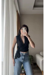 Weez Bağlamalı Siyah Gömlek